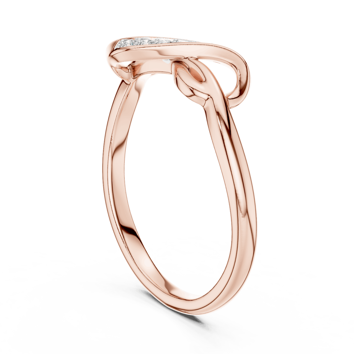 Twisted Infinity Diamond Ring featuring an elegant crossover band with sparkling accent stones and a polished finish by Aortas Jewels.