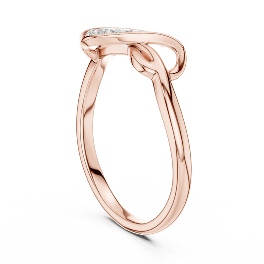 Twisted Infinity Diamond Ring featuring an elegant crossover band with sparkling accent stones and a polished finish by Aortas Jewels.