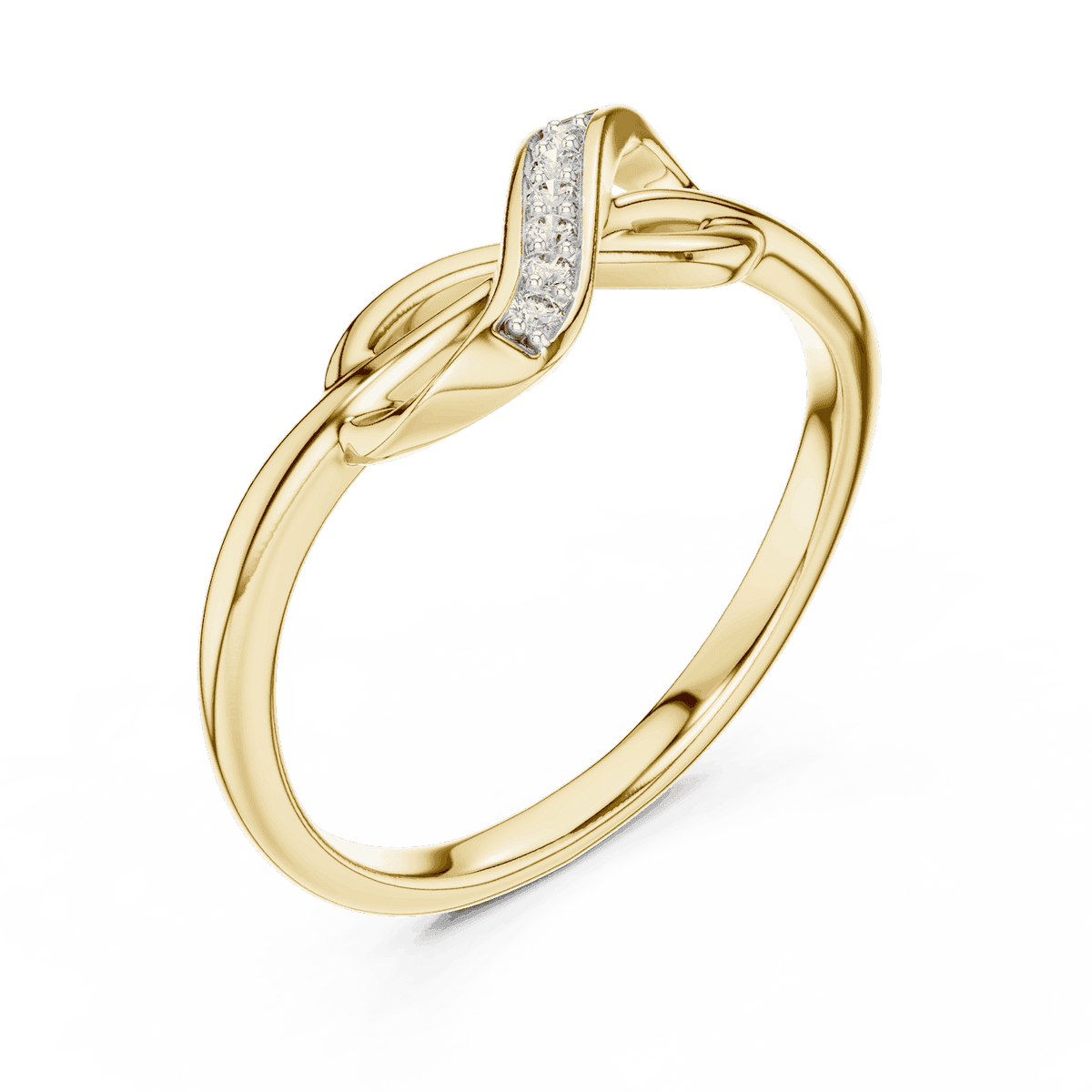 Twisted Infinity Diamond Ring featuring an elegant crossover band with sparkling accent stones and a polished finish by Aortas Jewels.