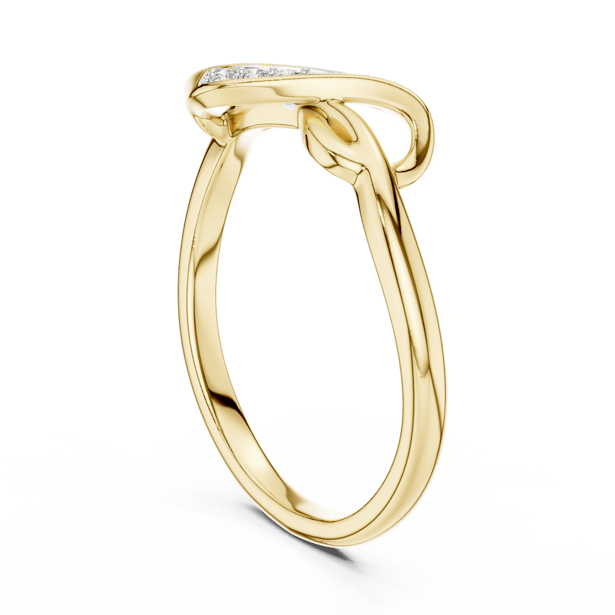 Twisted Infinity Diamond Ring featuring an elegant crossover band with sparkling accent stones and a polished finish by Aortas Jewels.