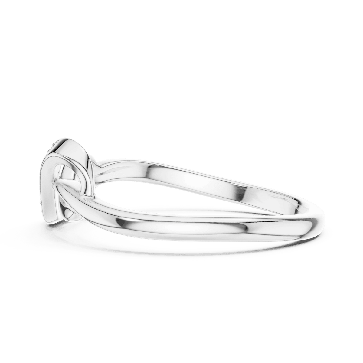 Twisted Infinity Diamond Ring featuring an elegant crossover band with sparkling accent stones and a polished finish by Aortas Jewels.