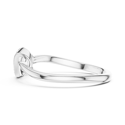 Twisted Infinity Diamond Ring featuring an elegant crossover band with sparkling accent stones and a polished finish by Aortas Jewels.