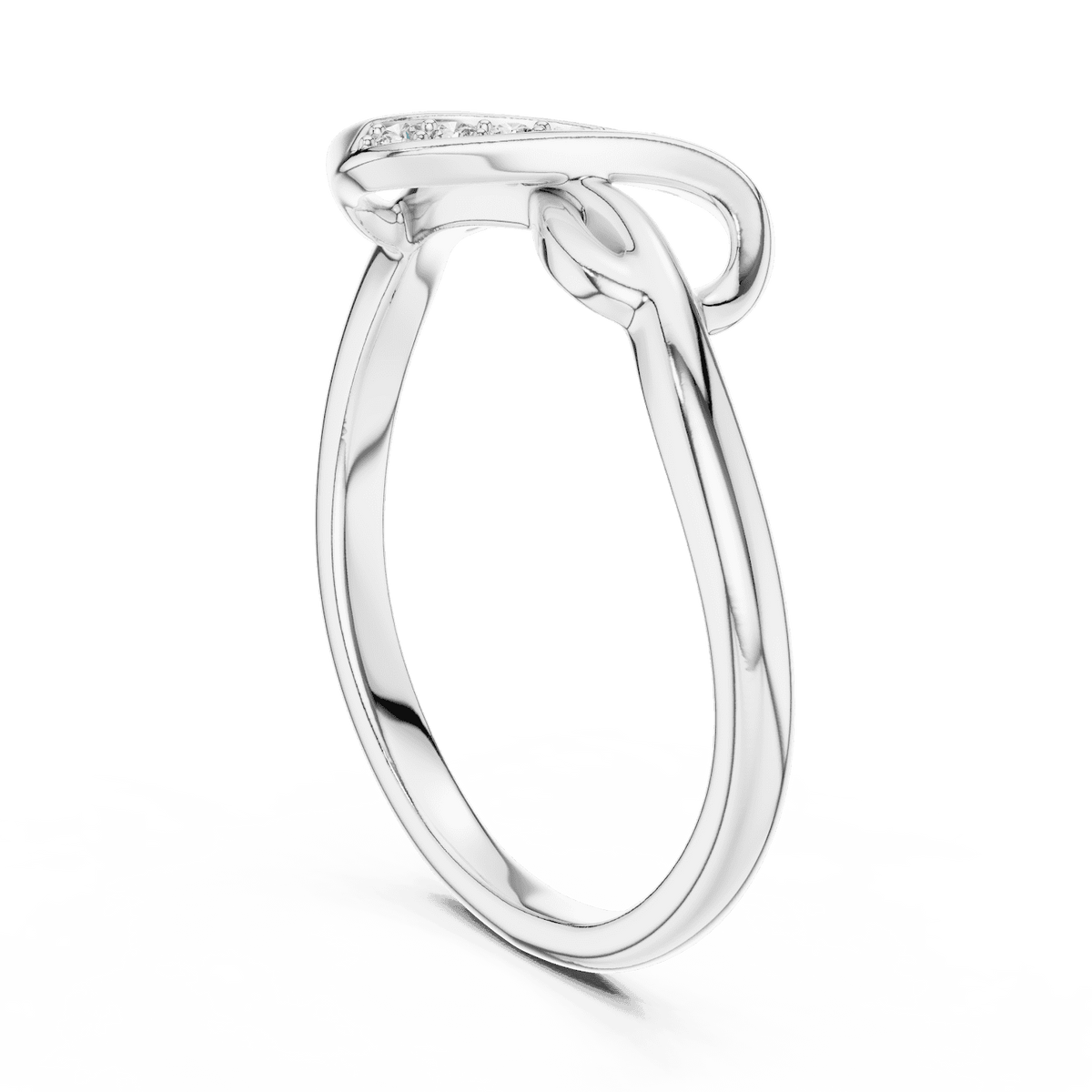 Twisted Infinity Diamond Ring featuring an elegant crossover band with sparkling accent stones and a polished finish by Aortas Jewels.