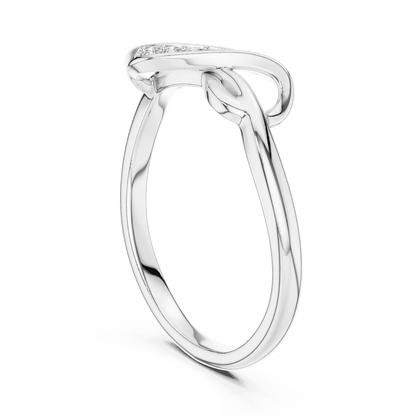Twisted Infinity Diamond Ring featuring an elegant crossover band with sparkling accent stones and a polished finish by Aortas Jewels.