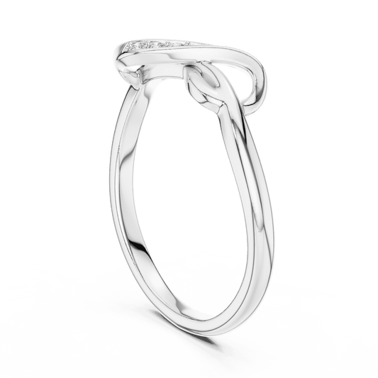 Twisted Infinity Diamond Ring featuring an elegant crossover band with sparkling accent stones and a polished finish by Aortas Jewels.
