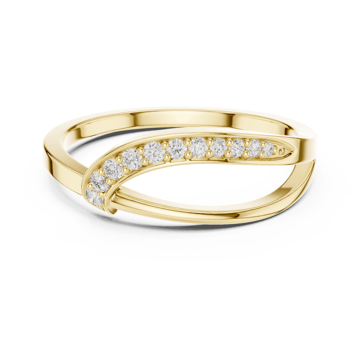 Twisted Pavé Diamond Band Ring featuring a graceful crossover design with sparkling pavé-set diamond accents and a polished finish by Aortas Jewels.