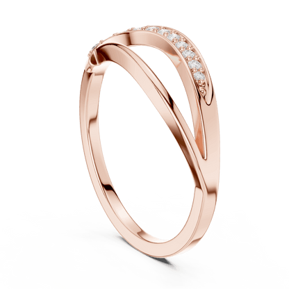 Twisted Pavé Diamond Band Ring featuring a graceful crossover design with sparkling pavé-set diamond accents and a polished finish by Aortas Jewels.