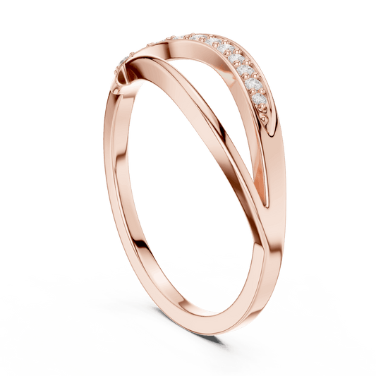 Twisted Pavé Diamond Band Ring featuring a graceful crossover design with sparkling pavé-set diamond accents and a polished finish by Aortas Jewels.