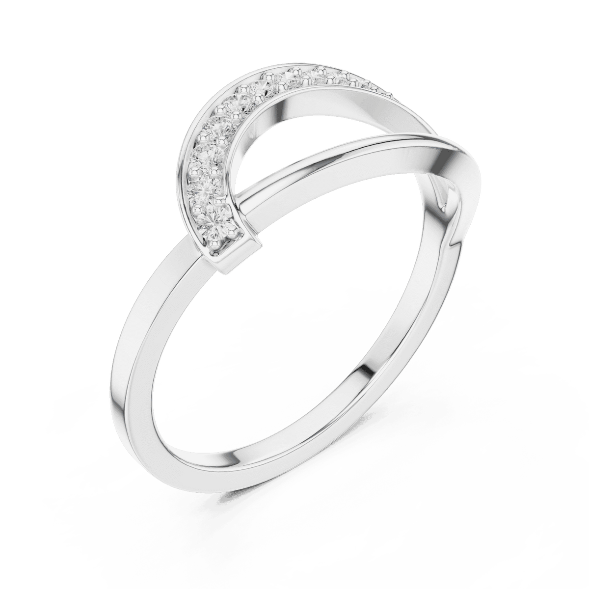 Twisted Pavé Diamond Band Ring featuring a graceful crossover design with sparkling pavé-set diamond accents and a polished finish by Aortas Jewels.