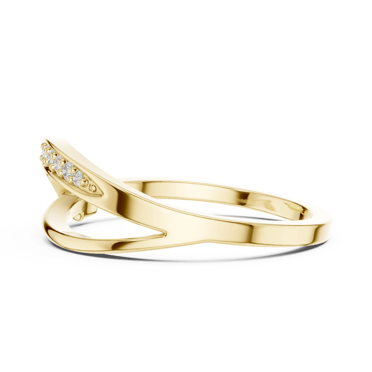 Twisted Pavé Diamond Band Ring featuring a graceful crossover design with sparkling pavé-set diamond accents and a polished finish by Aortas Jewels.