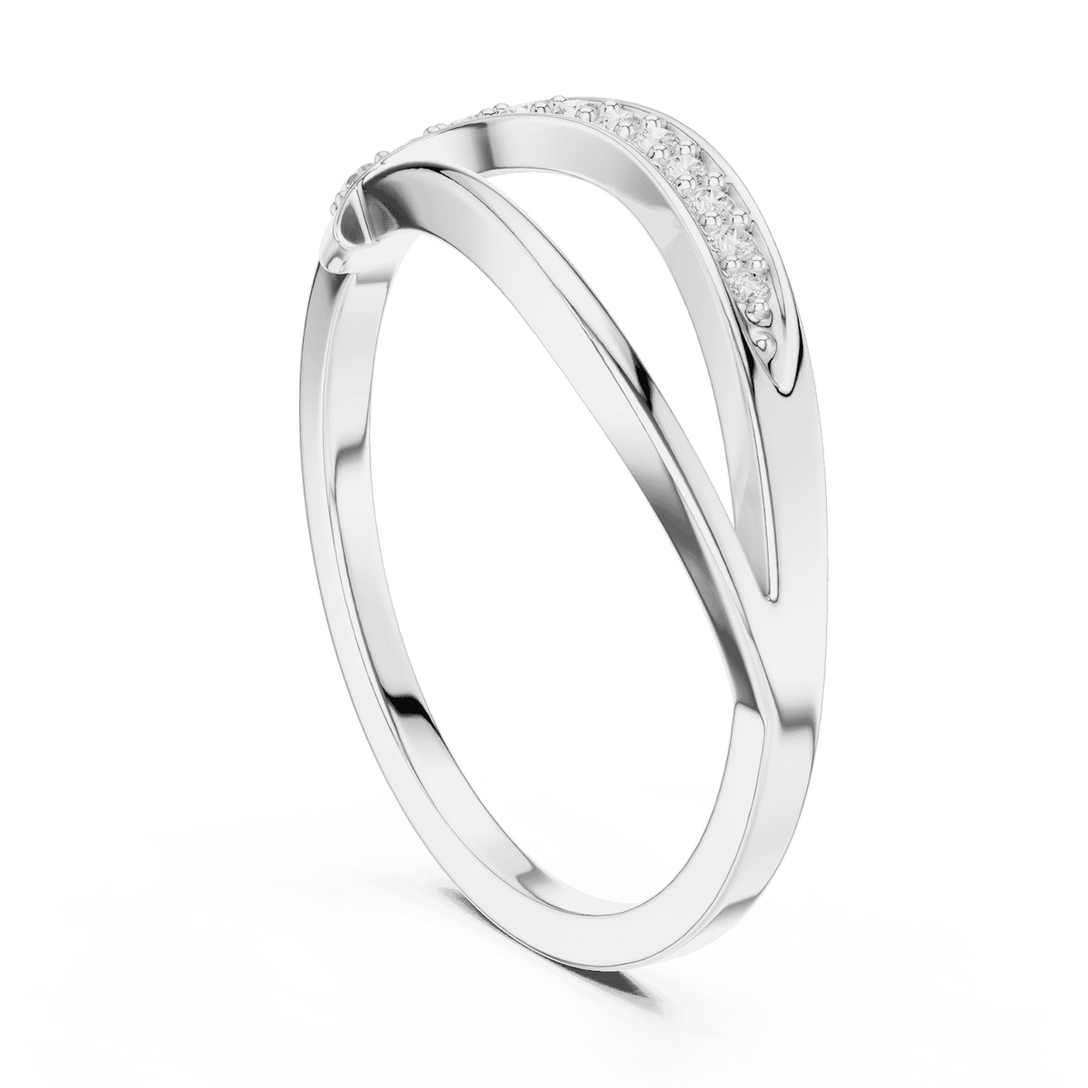 Twisted Pavé Diamond Band Ring featuring a graceful crossover design with sparkling pavé-set diamond accents and a polished finish by Aortas Jewels.