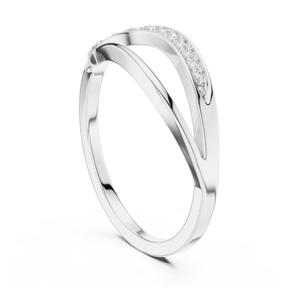 Twisted Pavé Diamond Band Ring featuring a graceful crossover design with sparkling pavé-set diamond accents and a polished finish by Aortas Jewels.