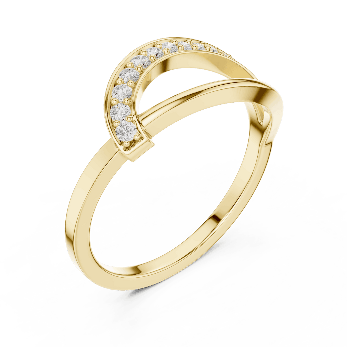 Twisted Pavé Diamond Band Ring featuring a graceful crossover design with sparkling pavé-set diamond accents and a polished finish by Aortas Jewels.