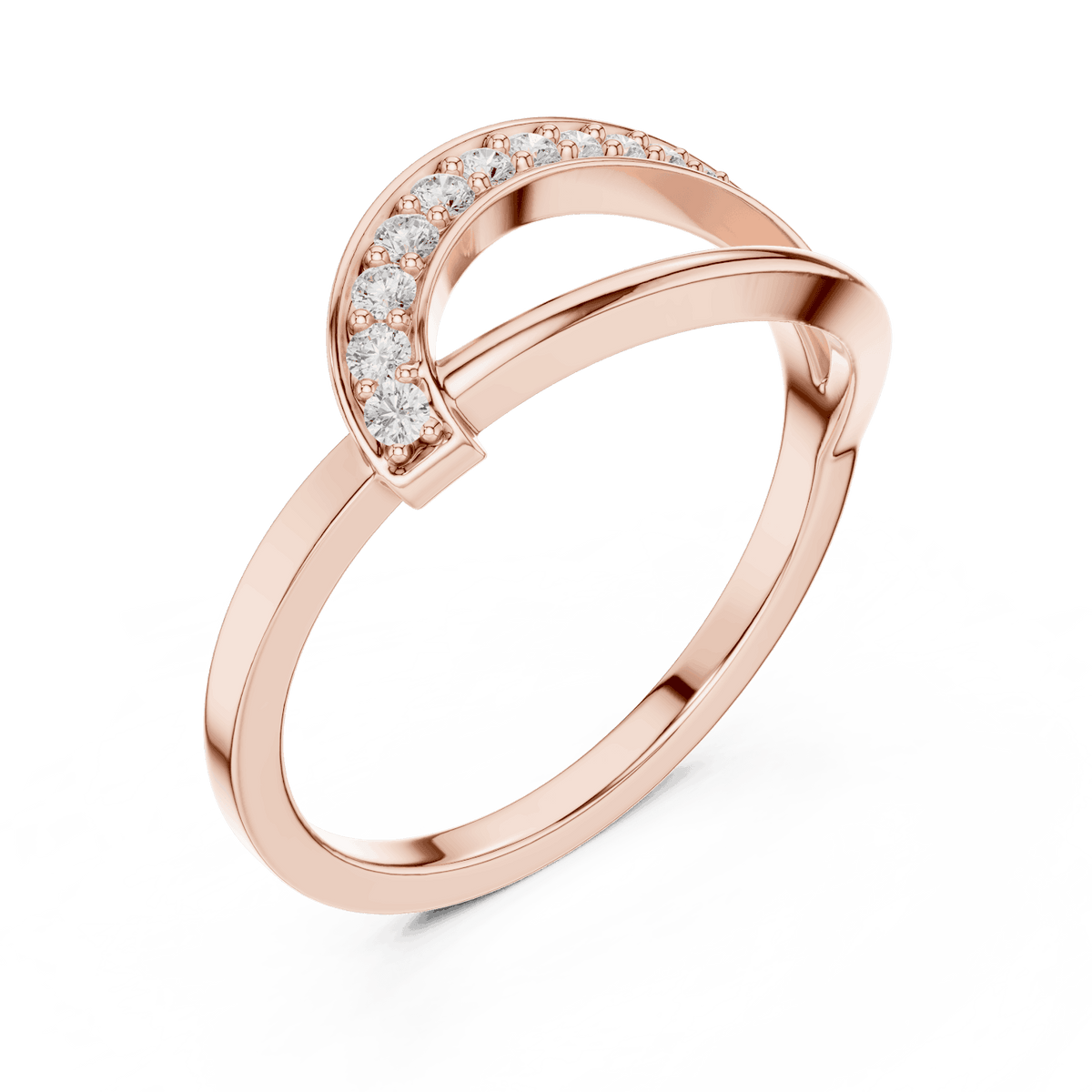 Twisted Pavé Diamond Band Ring featuring a graceful crossover design with sparkling pavé-set diamond accents and a polished finish by Aortas Jewels.