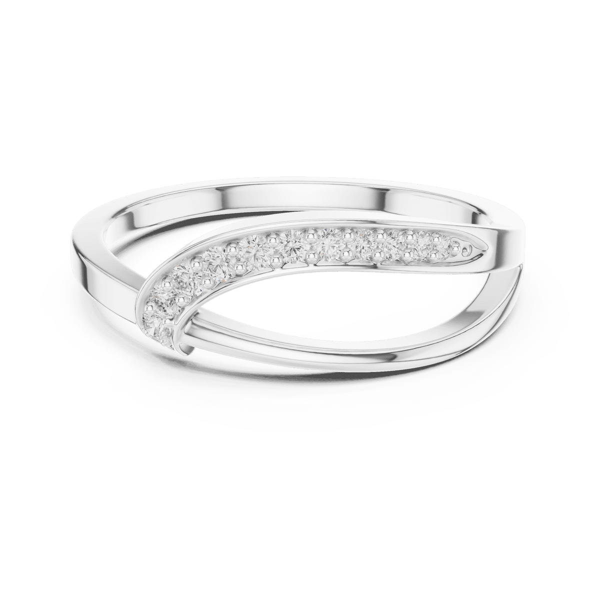 Twisted Pavé Diamond Band Ring featuring a graceful crossover design with sparkling pavé-set diamond accents and a polished finish by Aortas Jewels.