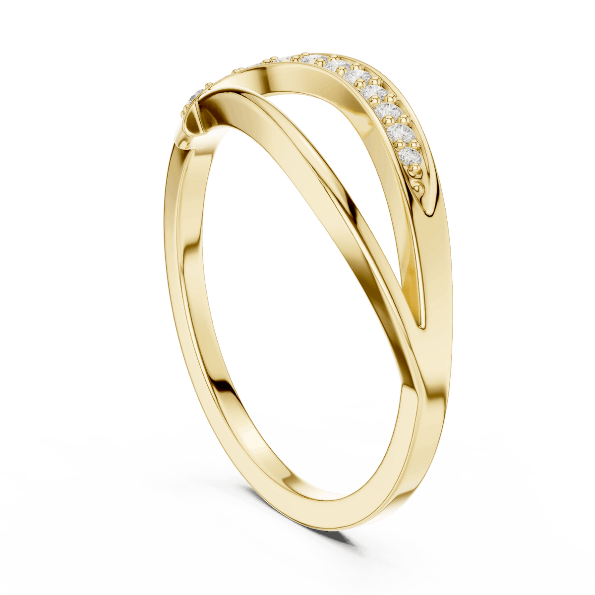 Twisted Pavé Diamond Band Ring featuring a graceful crossover design with sparkling pavé-set diamond accents and a polished finish by Aortas Jewels.