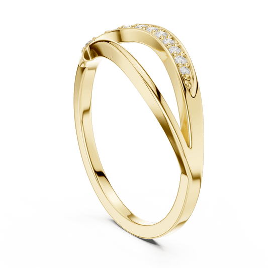 Twisted Pavé Diamond Band Ring featuring a graceful crossover design with sparkling pavé-set diamond accents and a polished finish by Aortas Jewels.